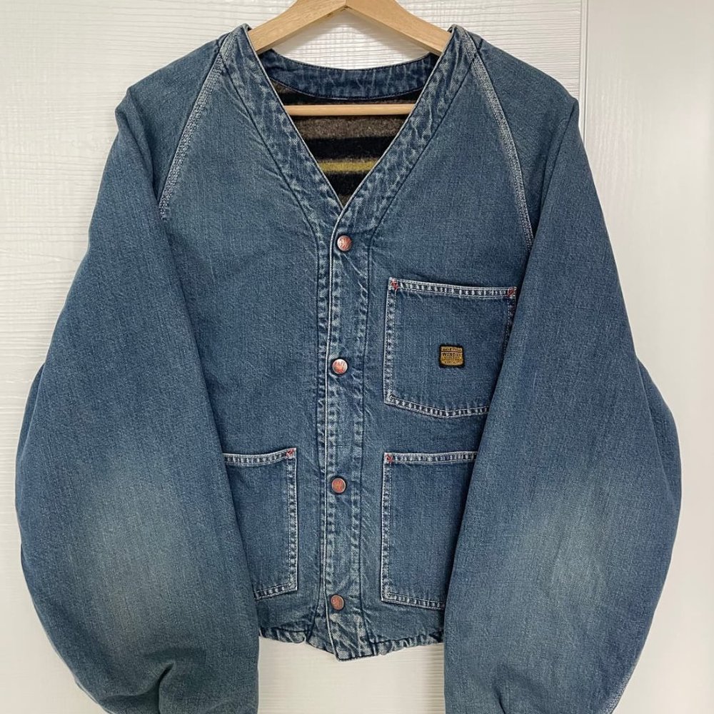 KAPITAL 11.5oz Denim RAINBOWY Lining Railroad Jacket - Picture 4 of 9